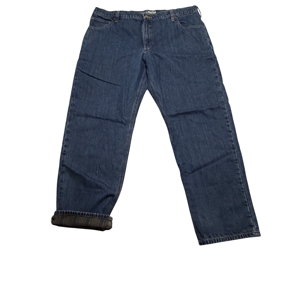 Carhartt Mens Relaxed Fit Flannel Lined Jeans Blue Denim 42x32 104942-H45